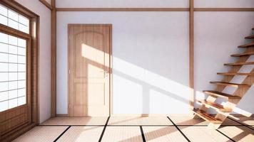 Interieur im japanischen Stil im ersten Stock eines zweistöckigen Hauses. 3D-Rendering foto