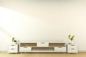 TV-Schrank im tropischen leeren Raum Japanisch - Zen-Stil, minimale Designs. 3D-Rendering foto