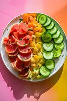 Sommer- Sonnenwende Salat ein Regenbogen von frisch Aromen foto