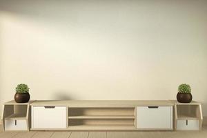 TV-Schrank im modernen leeren Raum Japanisch - Zen-Stil, minimale Designs. 3D-Rendering foto