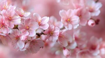 Cluster von Rosa Blumen auf Baum Ast foto