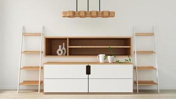 Schrank im modernen, leeren Raum im japanischen Stil, minimale Designs. 3D-Rendering foto