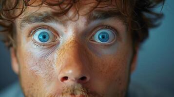 Nahansicht von ein Mann mit Blau Augen foto