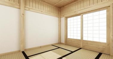 leerer Yogaraum mit Tatami-Mattenboden. 3D-Rendering foto