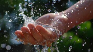 auf ihr Handgelenke das Wasser Tröpfchen bilden ein cool Armband geben ihr ein erfrischend Sensation. foto