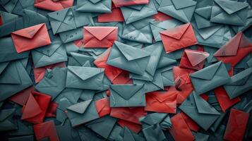 ein verstärkt Aussicht von ein Personen Email Posteingang überfüllt mit Newsletter und Aktionen zum Cyber Montag Der Umsatz foto