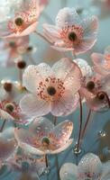 zart Rosa und Weiß Blumen reflektieren auf Wasser foto