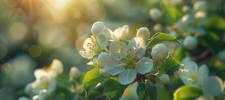 schließen oben von ein Blume auf ein Baum Ast foto