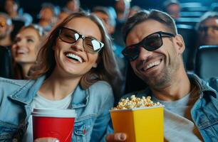 Mann und Frau Sitzung im Film Theater foto