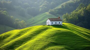 Haus auf ein Hügel mit Blick auf Senke foto