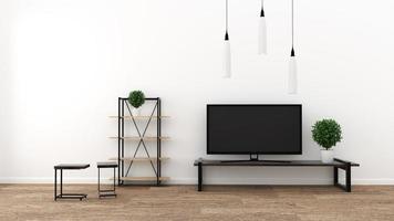 Fernseher im modernen leeren Raum, Interieur - minimal. 3D-Rendering foto