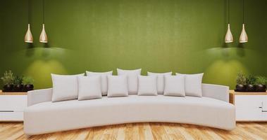 Wohnzimmer mit Wandfarbe grün.3d rednering foto