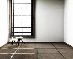 Innenarchitektur, modernes Wohnzimmer mit Stuhl, Boden-Tatami-Matte und traditionellem Japanese.3D-Rendering foto