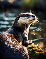 süß Otter Seite Aussicht foto