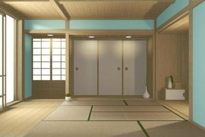 leerer großer raum im japanischen tropischen stil. 3D-Rendering foto