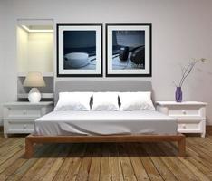 Schlafzimmereinrichtung - klassischer Stil - origineller Zimmerstil. 3D-Rendering foto