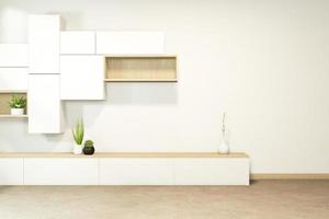 TV-Schrank im tropischen leeren Raum Japanisch - Zen-Stil, minimale Designs. 3D-Rendering foto