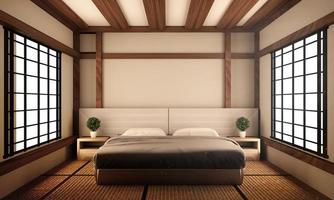 Schlafzimmer Original - Innenarchitektur im japanischen Stil. 3D-Rendering foto