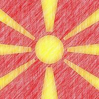 Mazedonien Flagge Bleistift Gemälde Bild. mazedonisch Emblem schattiert Zeichnung Leinwand. foto