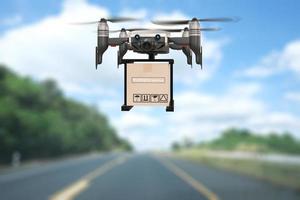 Drohnentechnologie Engineering Geräteindustrie Fliegen in der Industrie Logistik Export Import Produkt Heimlieferservice Logistik Versand Transport Transport zum neuen Jahr 2022 foto