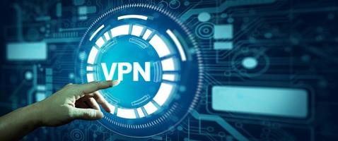 Geschäftshand mit VPN-Netzwerksicherheit Internet-Datenschutzverschlüsselung. foto