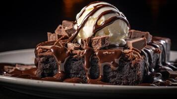 dämpfen heiß Fudge Brownie, Nahansicht foto