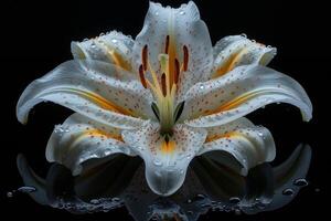 Wasser Tröpfchen auf ein Weiß Lilie foto