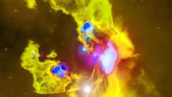 Gelber Raum dunkle Nebelgalaxie im Weltraum und Schönheit des Universums foto