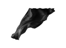 glatter eleganter schwarzer Stoff fliegender Stoff Seidenstruktur abstrakt auf weiß foto