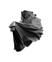 glatter eleganter schwarzer fliegender Stoff Seidentextur abstrakt auf weiß foto
