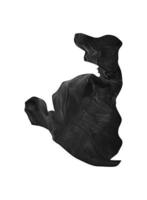 schwarzer Batman glatter eleganter schwarzer fliegender Stoff Seidentextur abstrakt auf weiß foto