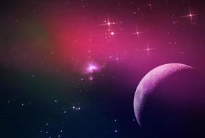 abstrakter Galaxiehintergrund mit Sternen und Planeten mit Galaxienmotiven in lila und rosa Weltraumlicht-Nachtuniversum foto