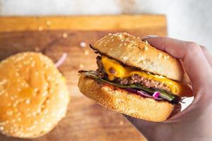 Chicken Burger Sandwich Mahlzeit Snack foto