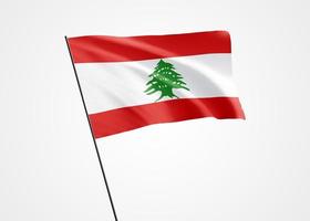 Libanon-Flagge im isolierten Hintergrund hoch fliegen. 22. november libanon unabhängigkeitstag. Weltnationalflaggensammlung Weltnationalflaggensammlung foto