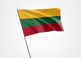 Litauen fliegt hoch im isolierten Hintergrund. 16. februar Unabhängigkeitstag Litauens. Weltnationalflaggensammlung der Illustration 3d foto
