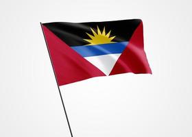 Antigua und Barbuda-Flagge fliegen hoch im isolierten Hintergrund. 1. november Unabhängigkeitstag von Antigua und Barbuda. Weltnationalflaggensammlung Weltnationalflaggensammlung foto