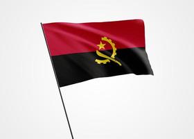 Angola-Flagge im isolierten Hintergrund hoch fliegen. 11. november Unabhängigkeitstag in Angola. Weltnationalflaggensammlung Weltnationalflaggensammlung foto