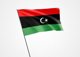 Libyen-Flagge hoch im isolierten Hintergrund. 24. Dezember Unabhängigkeitstag von Libyen. Weltnationalflaggensammlung Weltnationalflaggensammlung foto