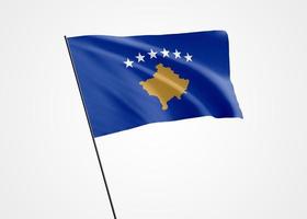 kosovo fliegt hoch im isolierten hintergrund. 17. februar unabhängigkeitstag kosovo. Weltnationalflaggensammlung der Illustration 3d foto