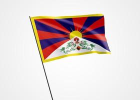 Tibet fliegt hoch im isolierten Hintergrund. 13. februar unabhängiger tag in tibet. Weltnationalflaggensammlung der Illustration 3d foto