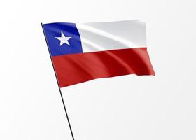 Chile-Flagge hoch fliegen im isolierten Hintergrund Chile-Unabhängigkeitstag. Sammlung der Nationalflaggen der Welt foto