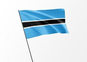 Botswana-Flagge hoch fliegen im isolierten Hintergrund Unabhängigkeitstag von Botswana. Sammlung der Nationalflaggen der Welt foto