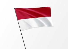 indonesische flagge hoch fliegen im isolierten hintergrund indonesischer unabhängigkeitstag. Weltflaggensammlung der Illustration 3d foto