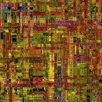 Orange einzigartiger Glitch strukturiertes Signal abstrakter abstrakter Pixel-Glitch-Fehler foto