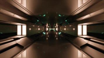 3D-Darstellung des 4k-uhd-geometrischen futuristischen Korridors