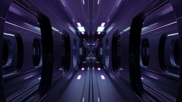 4k uhd 3D-Darstellung des Neontunnels mit modernem Zug foto