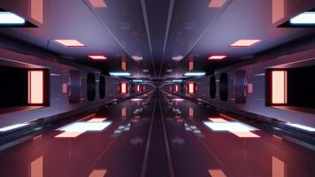 3D-Darstellung von 4k uhd dunklem Korridor mit leuchtenden Lichtern