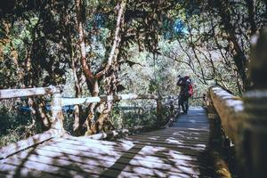 Fotograf asiatische Frauen reisen Natur. Reisen entspannen. Naturstudium im Dschungel. Thailand foto