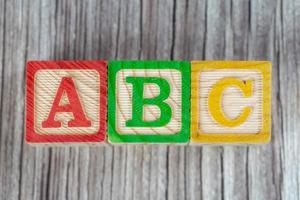 ABC-Holzblock auf Holzoberfläche