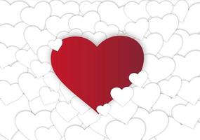 Papierherz auf weißem Herzen Hintergrund für Valentinstag Karte mit Platz für Text - rotes Herz Muster abstrakte Textur Hintergrund nahtlos foto